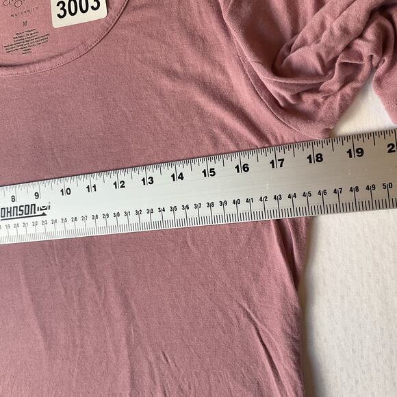 A:glow Maternity Women Shirt Size M Mauve Ruched Scoop Neck Pullover Stretchy - Picture 5 of 7